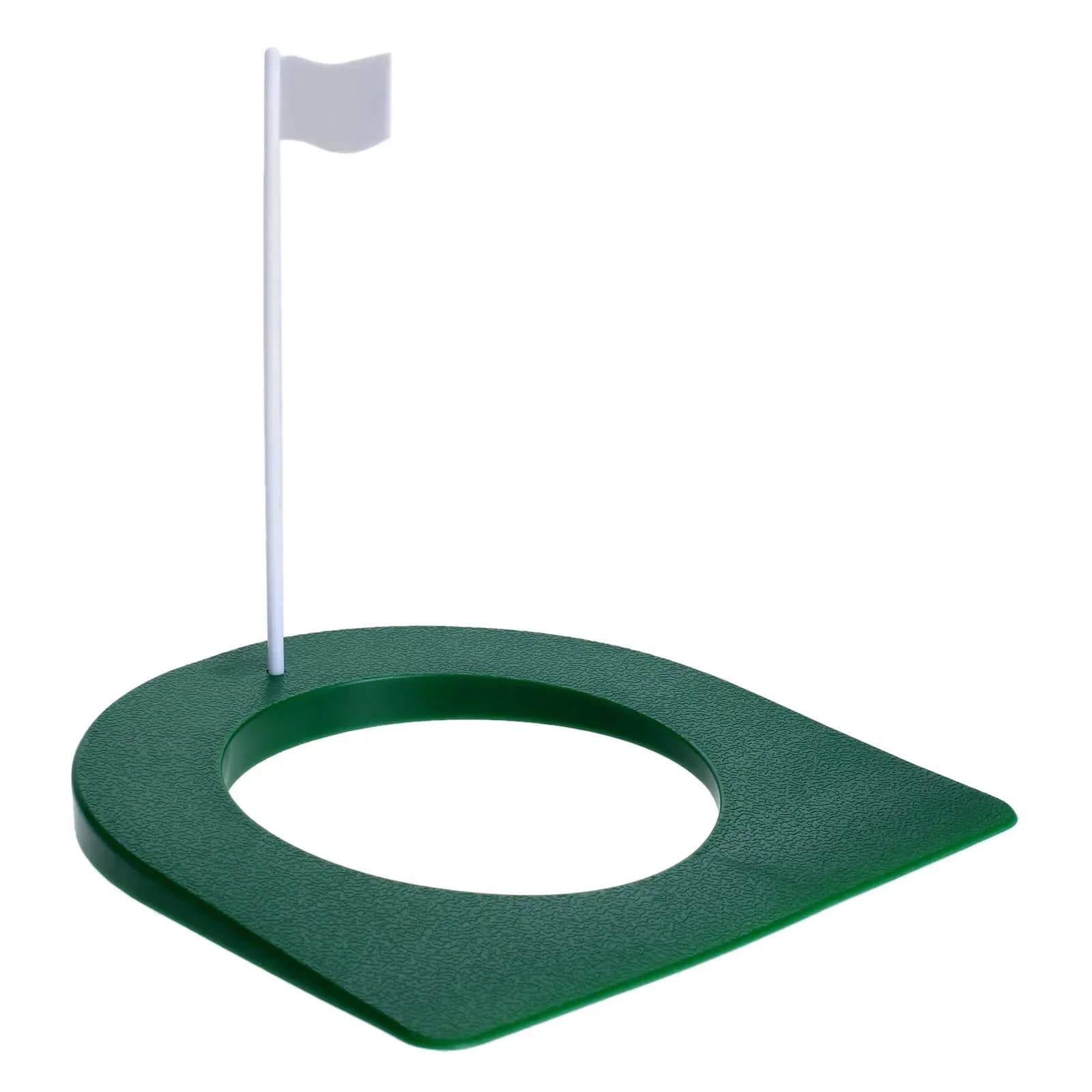 Tapis de tasse de pratique de Golf en plastique avec trou et drapeau pour l'intérieur et l'extérieur, aide à l'entraînement de tasse de régulation verte