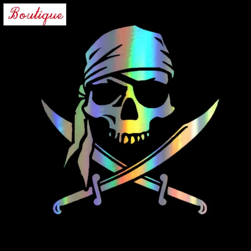 Autocollant de Pirate de crâne imperméable personnalisé et autocollant de décoration amusante de voiture en PVC de modélisation tout-terrain personnalisé 30-28.3cm