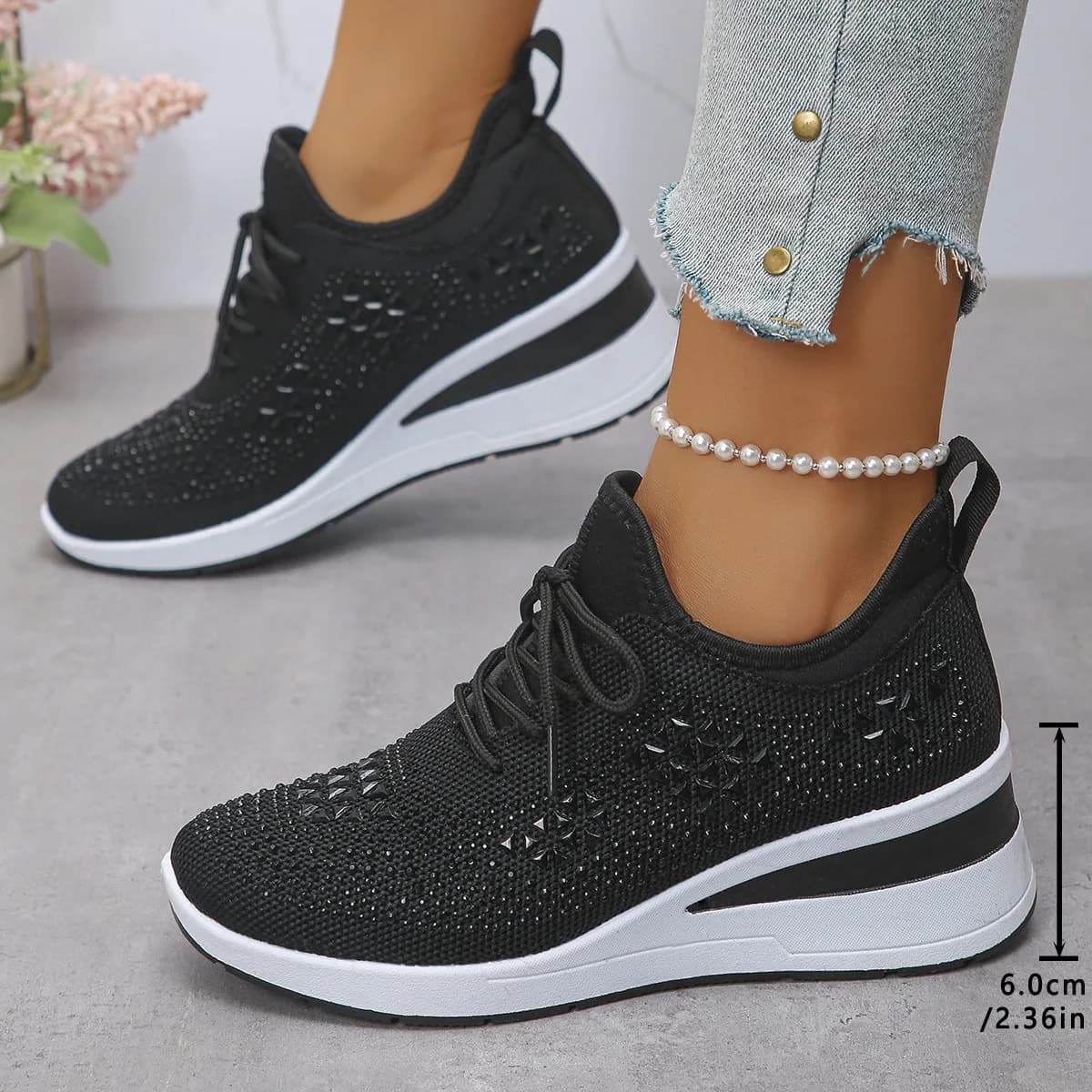 botte compensée femme talon noir talon haut plateforme Comemore – baskets en maille à semelles compensées pour femmes, chaussures blanches décontractées respirantes à semelles épaisses de 10cm,