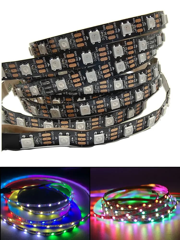 Bande Lumineuse LED WS2812B DC5V ws2812 IC RGB Adressable, Étanche, Flexible, Néon