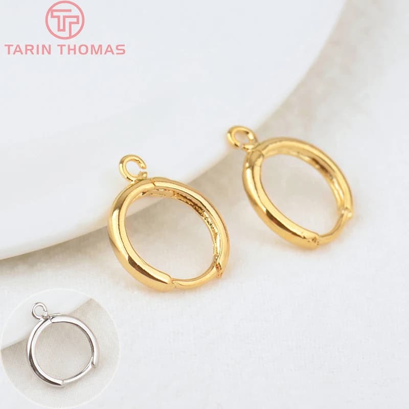 (2082) 20 pièces 13.7MM trou 1.5MM 24K couleur or laiton boucles d'oreilles rondes cerceau boucle d'oreille Clip de haute qualité bijoux à bricoler soi-même faisant des résultats