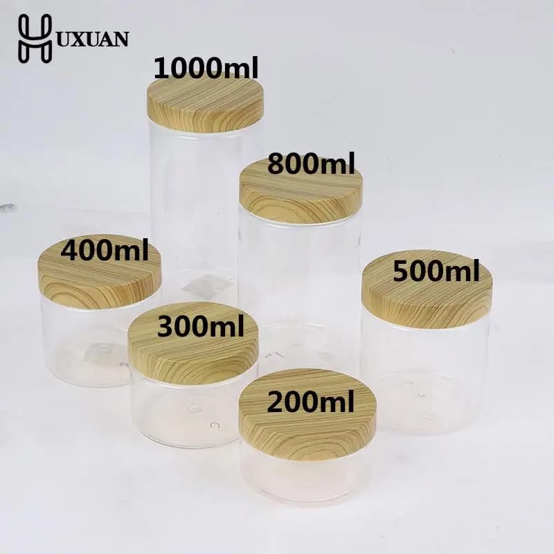 Bocaux africains transparents pour animaux de compagnie, 100/200/300/400/500/800/1000ml, récipient avec couvercle en plastique 216.239., bouteille de rangement en plastique