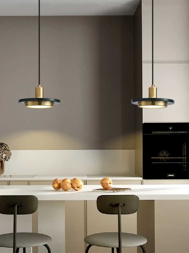 Lampe LED Suspendue en Marbre et Fer au Design Nordique Moderne, Luminaire Décoratif d'Nik, Idéal pour un Loft, une Salle à Manger, une Chambre à Coucher ou une Cuisine