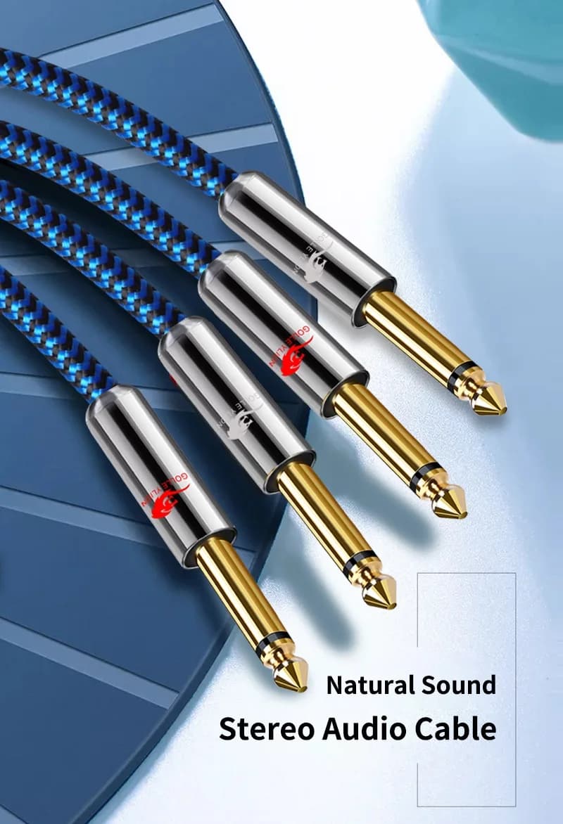 Câble audio double 1/4'' TS mono vers 2 x 1/4 pouce mâle 6,35 mm pour amplificateur, mélangeur, guitare, synthétiseur, clavier, câbles blindés OFC