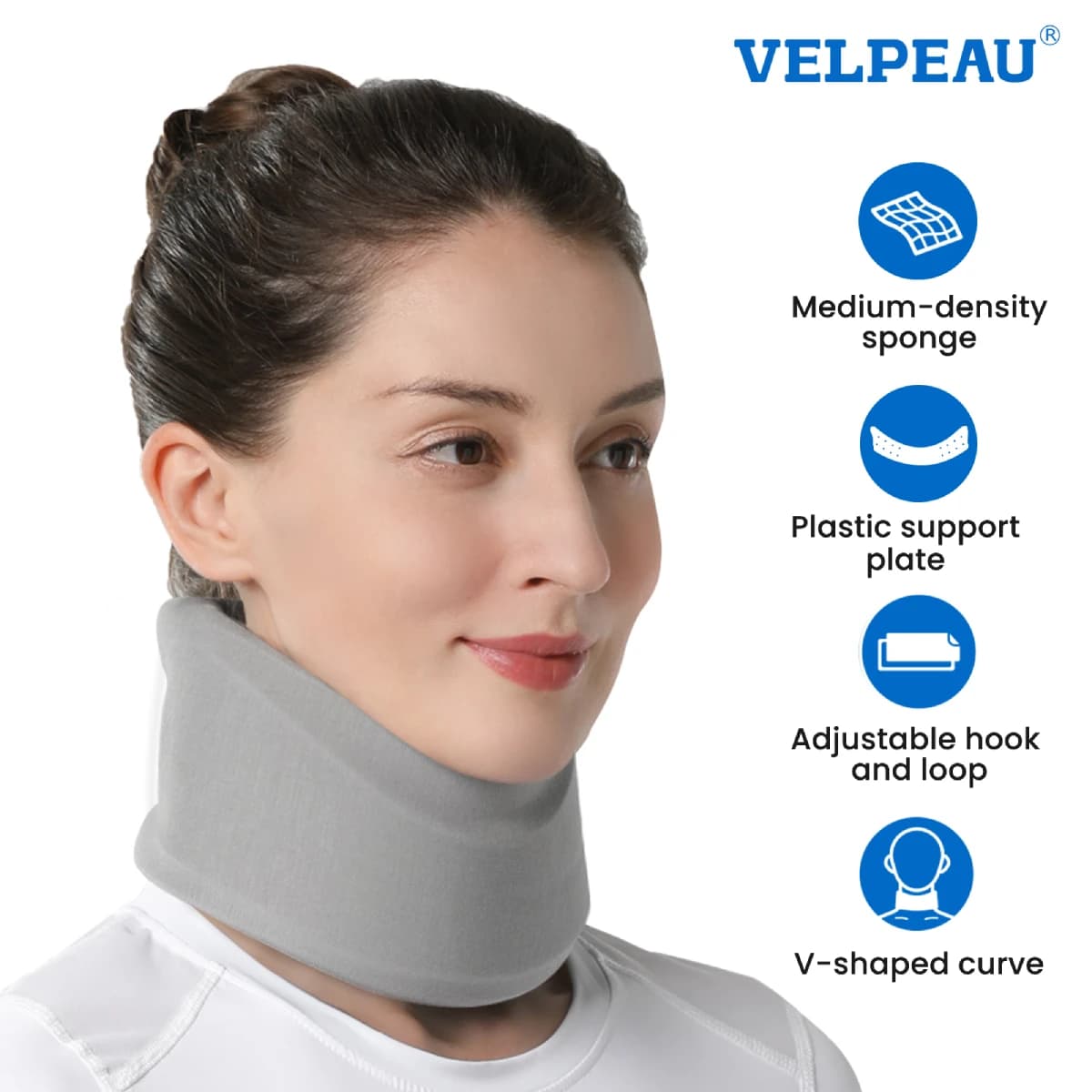 Attelle cervicale en mousse VELPEAU pour soulager la douleur cervicale et corriger l'inclinaison du cou vers l'avant, support cervical réglable avec housse lavable