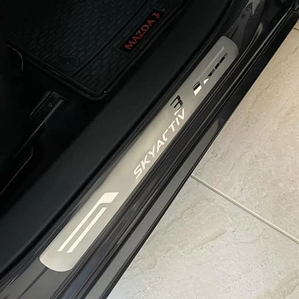Protecteur de seuil de porte en acier inoxydable, plaque de seuil de pédale, autocollant de style, accessoires de voiture pour Mazda 3, 2014, 2015, 2023, 2016, 2013