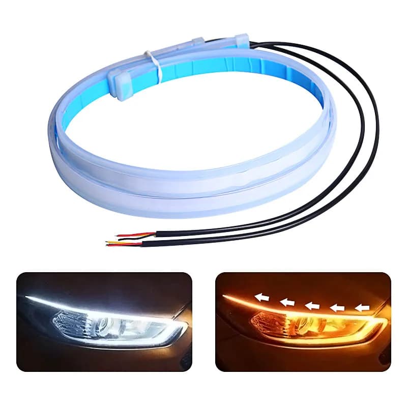 Feux de jour LED flexibles DRL pour voiture, clignotant, lampe de sauna, étanche, blanc, rouge, jaune, bleu, 30cm, 45cm, 60cm, 2 pièces