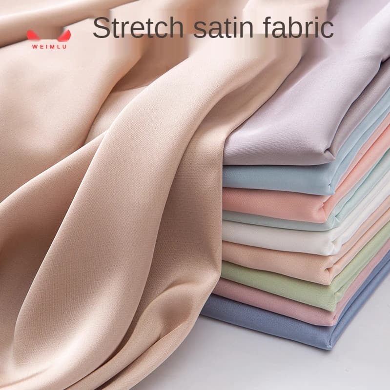 Tissu en mousseline de soie et Satin élastique, 100cm x 150cm au mètre, pour chemise de pyjama, robe, couture, brocart en Polyester, Imitation soie, noir et blanc