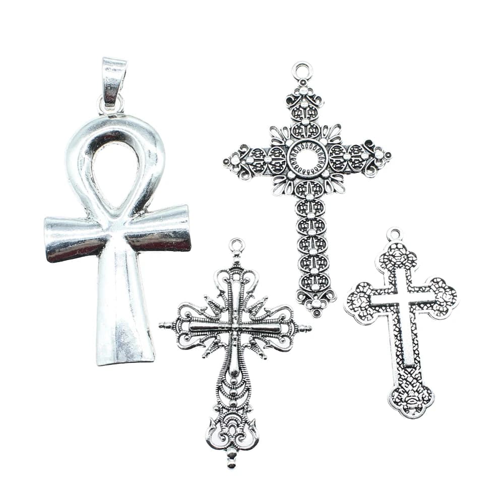1 pièces breloques croix Antique couleur argent grande croix pendentif à breloques bijoux Ankh croix breloques pour la fabrication de bijoux