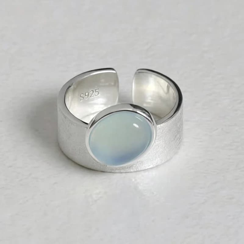 Bagues en argent sterling 925 pour femmes, avec pierre de lune bleue, réglables, idéales pour une demande en mariage, un mariage, un cadeau de luxe pour un anniversaire ou une fête.