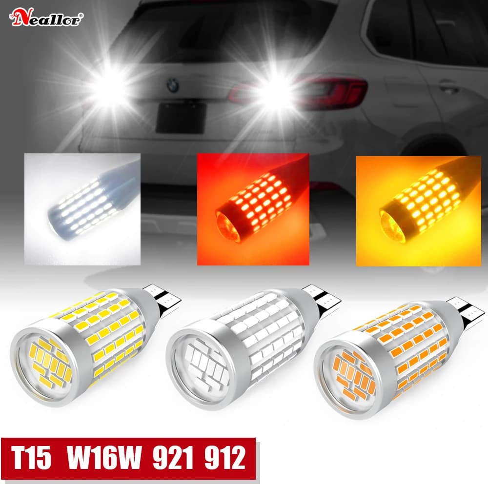 Ampoule Canbus LED 2000LM T16 T15 W16W, haute puissance 921 912, feu de recul Super lumineux, lampe extérieure de voiture 6500K blanc 12V DC ambre rouge