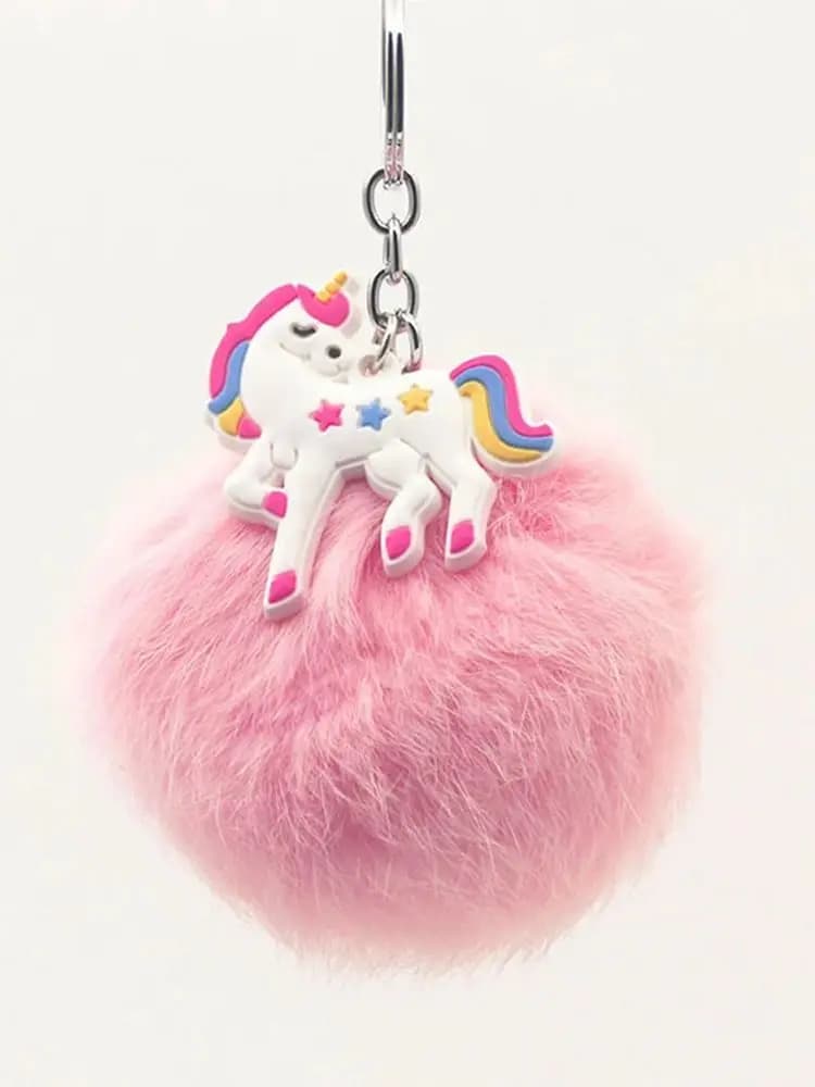 Pompon en fourrure pour femme, nouveau, Original, peluche, licorne, porte-clé, breloque cheval, sac, bibelot, cadeau de mariage