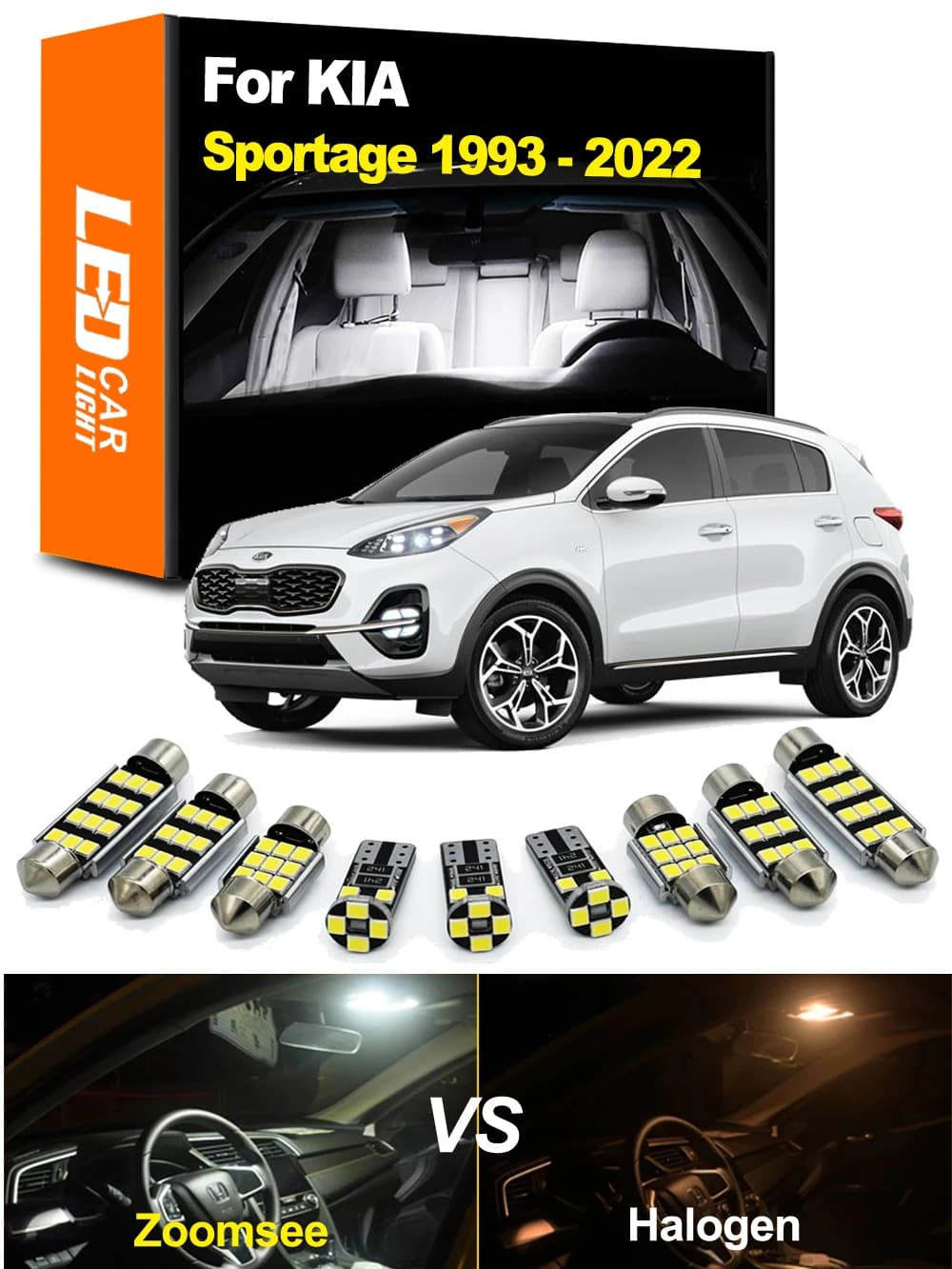 Zoomsee intérieur LED pour KIA Sportage 1 2 3 4 MK1 MK2 MK3 MK4 1993-2016 2017 2018 2019 2020 2021 Canbus voiture ampoule dôme carte lumière
