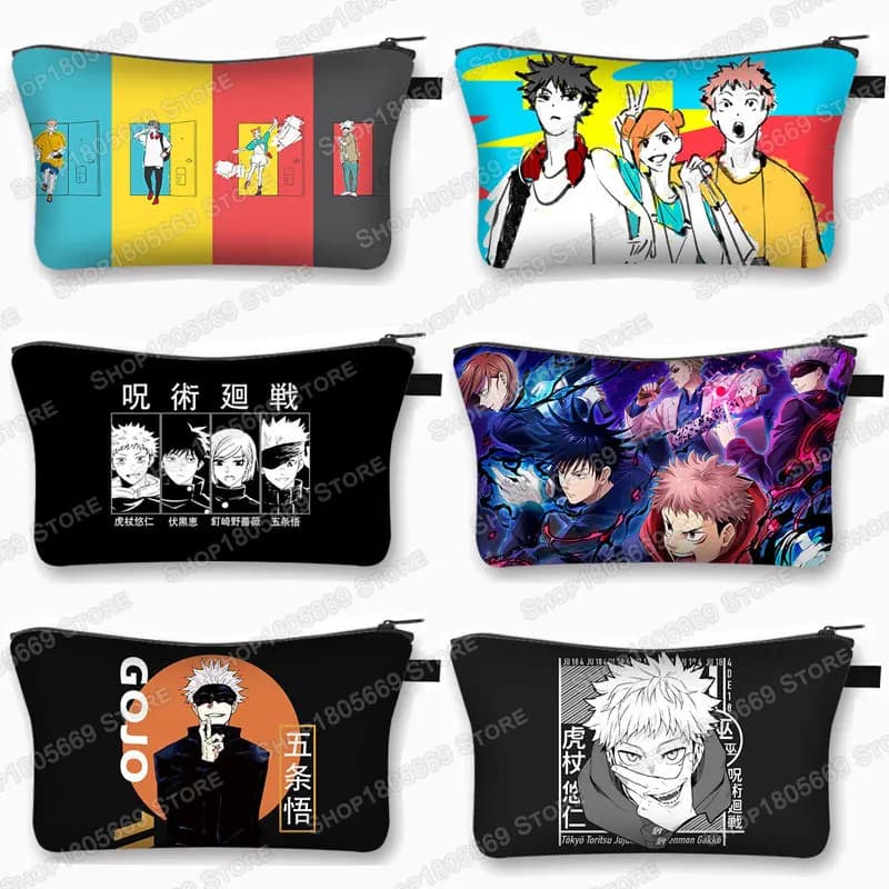 Anime japonais Jujutsu Kaisen sac cosmétique Gojo Satoru hauts Yuji Itadori filles sacs de maquillage femmes trousse à cosmétiques Mini sac à main