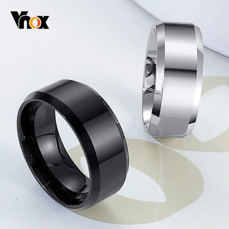 Vnox 6/8mm Plaine Anneau pour Hommes, Brillant En Acier Inoxydable Base Alliance, Décontracté Classique Garçon Simple Doigt Bijoux #6 -#13