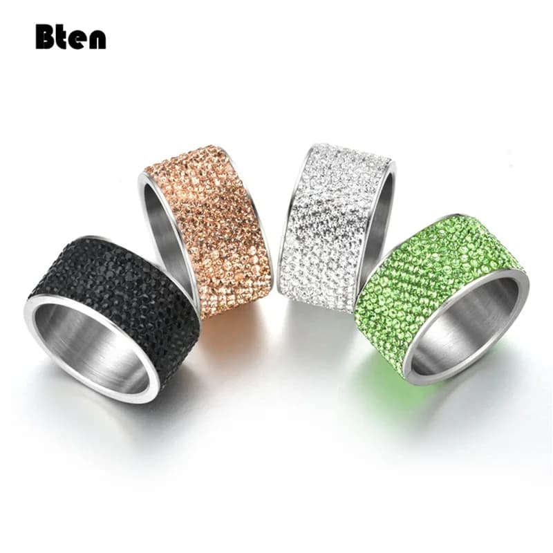 Bten – bague de fiançailles et de mariage en acier inoxydable pour femme, bijou coloré, romantique, grande fête