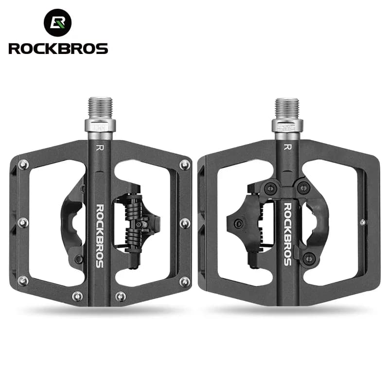 ROCKBROS-Pédales de vélo autobloquantes éventuelles D, pédales de course de vélo, pédales de verrouillage en aluminium blanchissant, roulement scellé, pédale de vélo VTT éventuelles D