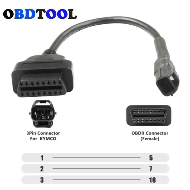 Pour KYMCO 3 broches câble de moto OBD OBD2 câble de Diagnostic OBDII 16pin à 3 broches pour KYMCO moto convertisseur connecteur adaptateur