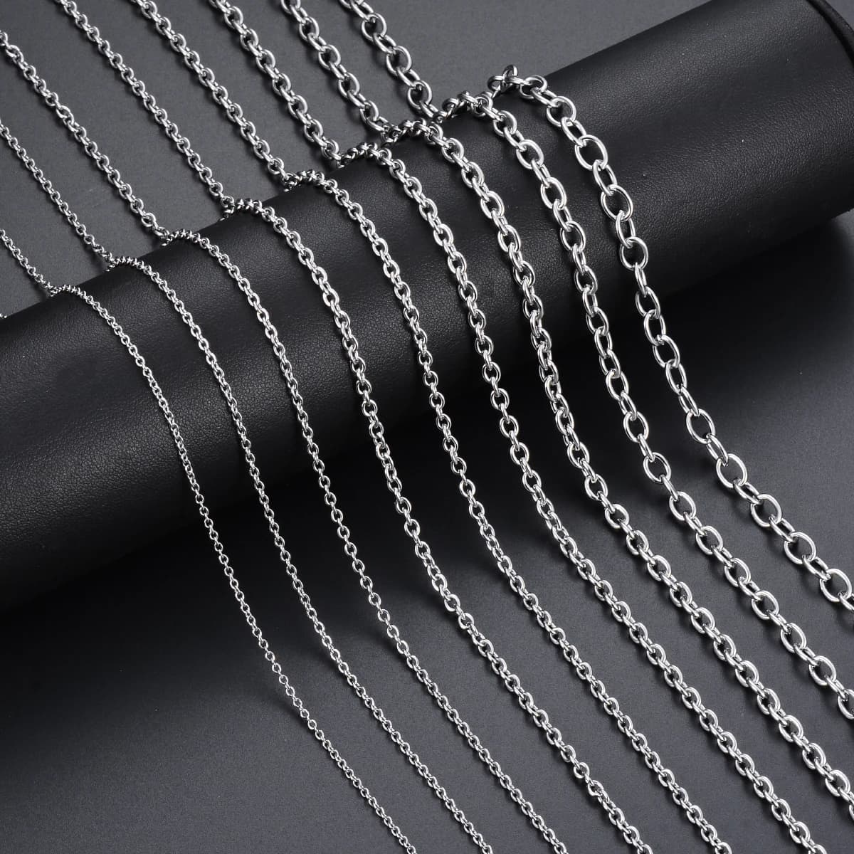 1 pièces largeur 1.5-4.5mm acier inoxydable croix O chaîne femmes hommes collier trouver pendentif bricolage gros bijoux 40-100 cm livraison directe