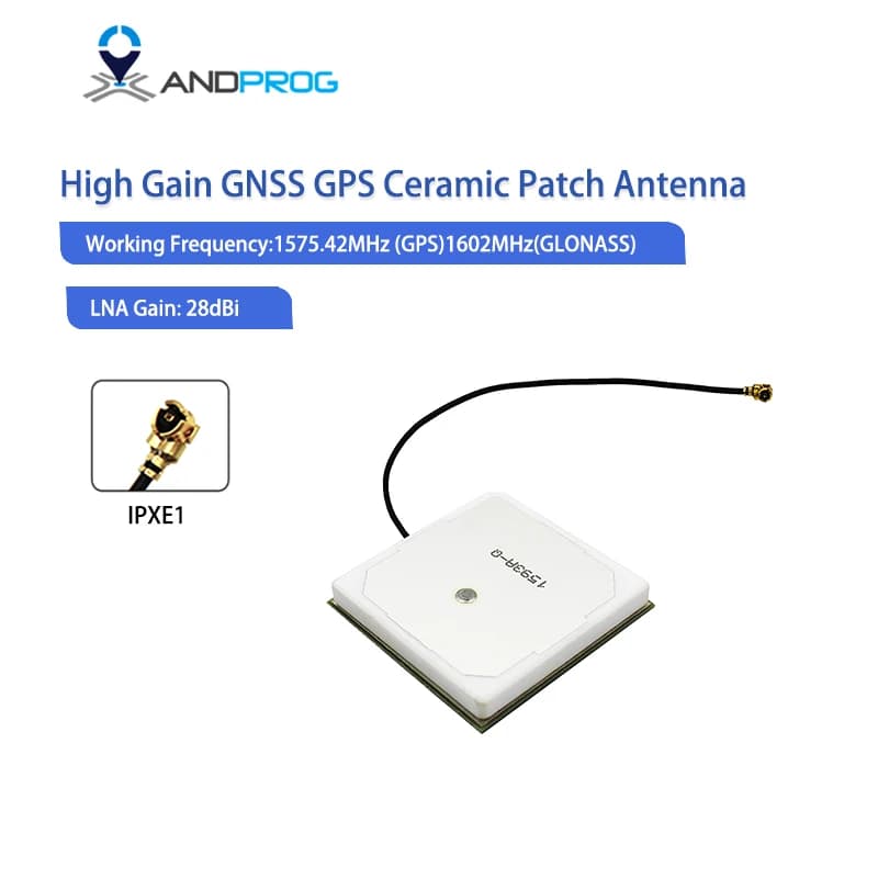 Antennes patch GNSS GPS en céramique à gain élevé 28 dB, antenne GPS GLONASS interne avec connecteur IPX pour IoT M2M