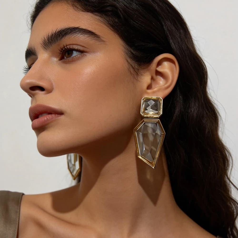 Boucles d'oreilles pendantes géométriques en acrylique, bijoux fantaisie, boucles d'oreilles tendance en résine transparente pour femmes, vente en gros
