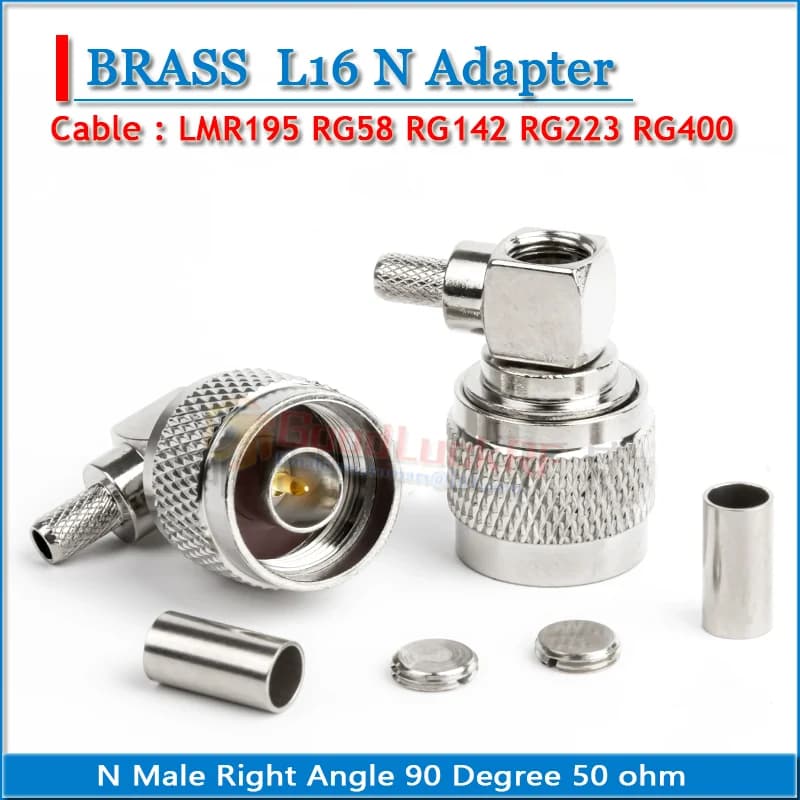 L16 N mâle 90 degrés prise à Angle droit sertissage pour LMR195 RG58 RG142 RG223 RG400 câble cuivre 50Ohm RF connecteur prise