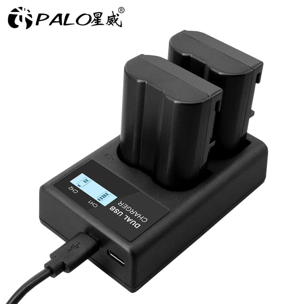 Chargeur double USB PALO LCD EN-EL15 EN EL15 ENEL15 EL15B pour Nikon D600 D610 D600E D800 D800E D810 D7000 D7100 D750 V1