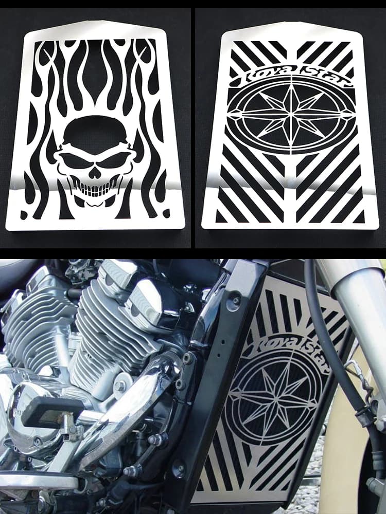 Accessoires de moto Chrome crâne flamme radiateur gril couverture garde protecteur pour Yamaha ROYAL STAR XVZ 1300 XVZ1300 1999-2010