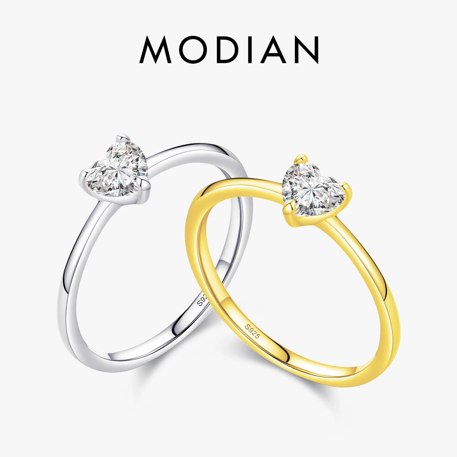 Modian authentique 925 en argent Sterling Simple amour coeur AAAAA zircone scintillant bague pour les femmes femme bijoux de mariage