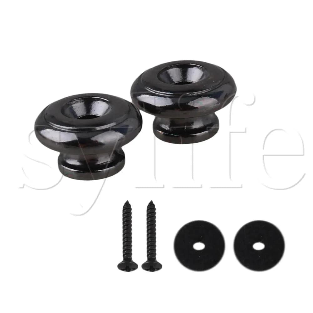 1 ensemble de 2 boutons de guitare en forme de tête de champignon, noir chromé