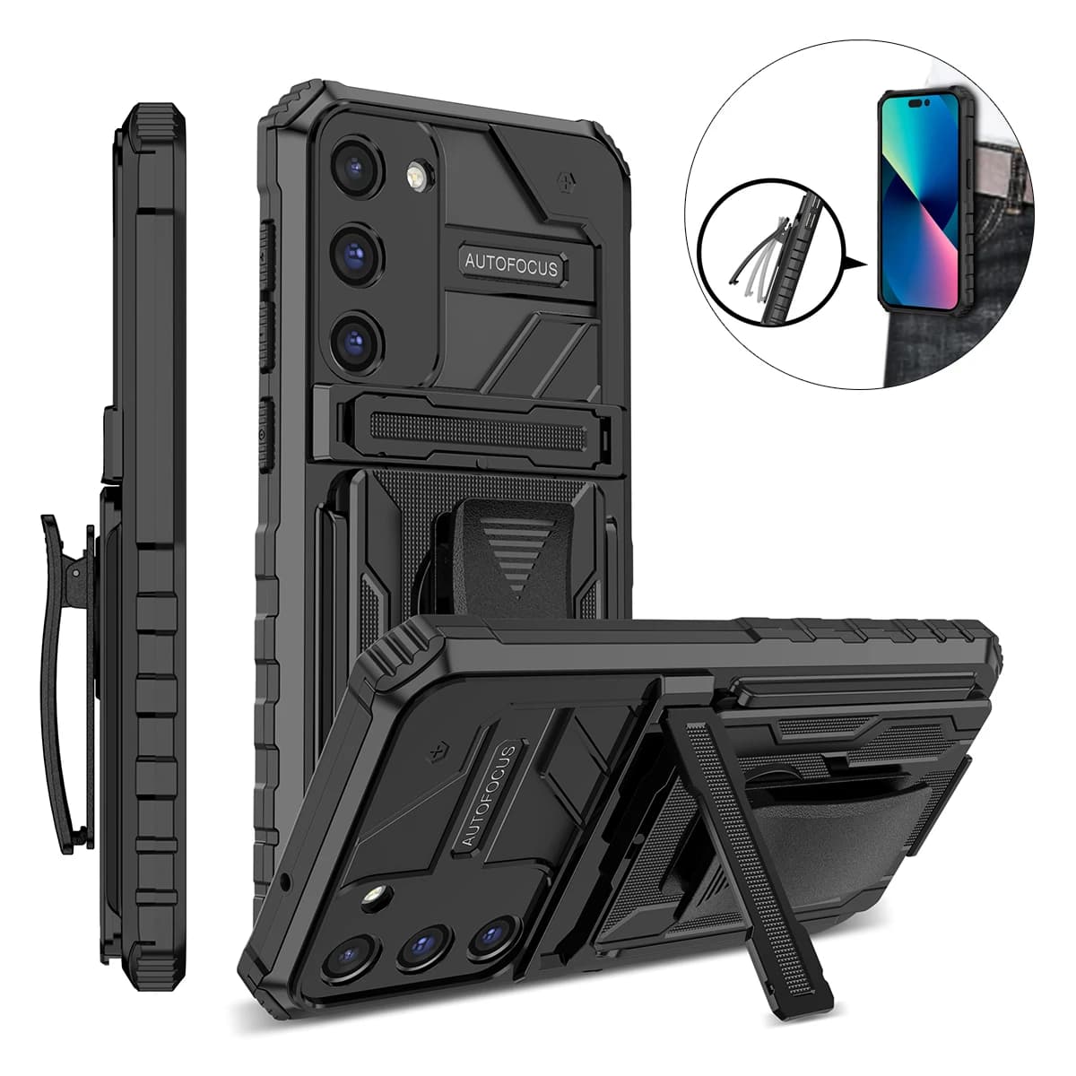 Pour Galaxy A52 A32 A12 A22 A02, coque robuste antichoc avec support et clip de ceinture pour Samsung Galaxy A72 5G/4G.