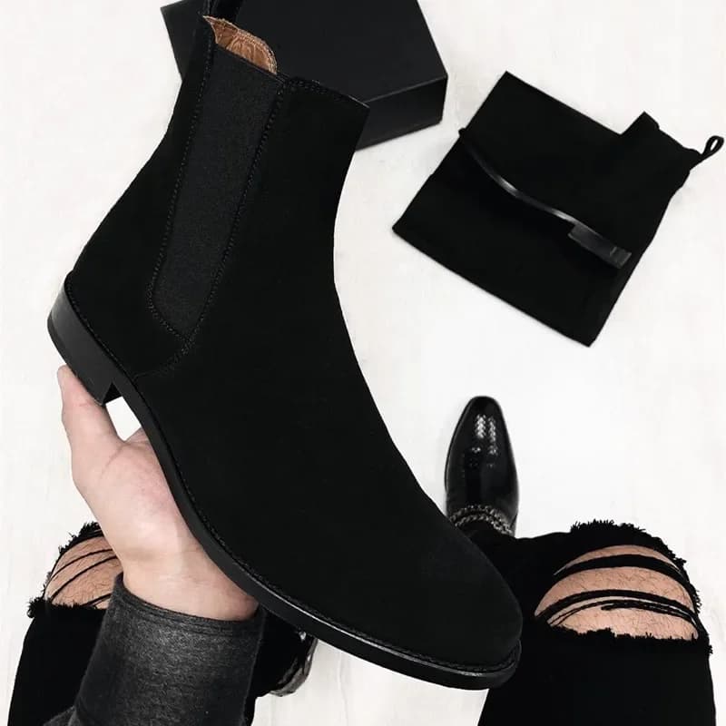 StephanMen-Bottes de rinçage de haute qualité pour hommes, vintage, chaussures provoqué classiques, noir, marron, chaussures d'affaires Madehand