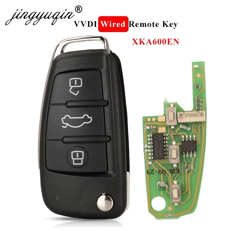 Jingyuqin XHORSE XKA600EN – clé télécommande filaire universelle à 3 boutons, pour Audi A6L Q7, fonctionne avec l'outil VVDI