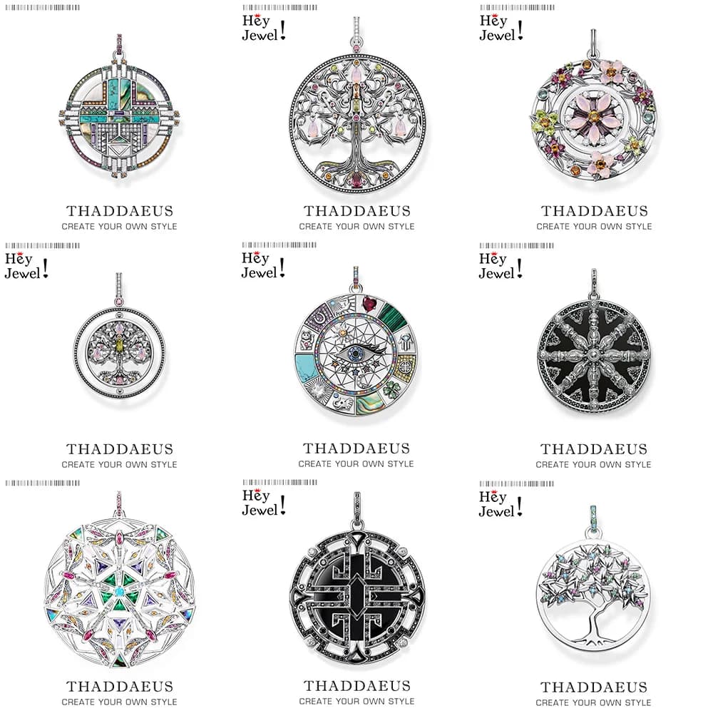 Amulette magique symbole porte-bonheur arbre fleur Karma Whell soleil oiseau papillon pendentifs bijoux argent Sterling 925 cadeau pour femmes hommes