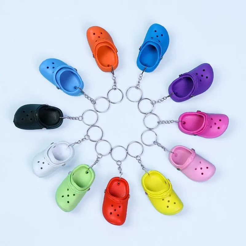 10 pièces 3D Mini 7.5x4 cm EVA plage trou petit croco chaussure porte-clés sac accessoires décoration porte-clés voiture sac à main porte-clés breloques