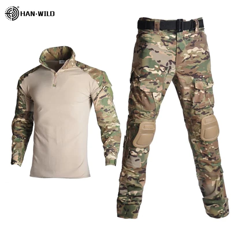 HAN WILD – uniforme d'escalade en plein air, combinaison de Camouflage, chemise tactique, pantalon de Combat, équipement de Paintball Airsoft, vêtements Plus 8XL