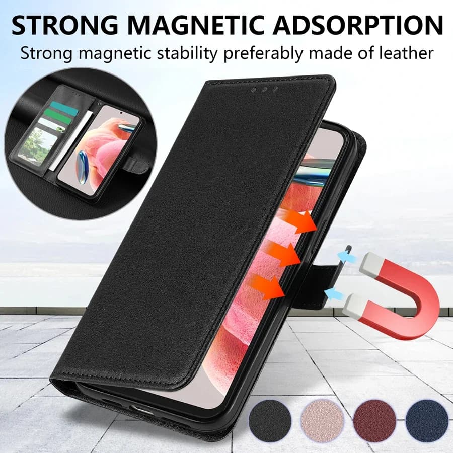 Étui portefeuille en cuir à rabat magnétique, avec fente pour carte, cadre Photo, pour Xiaomi Redmi Note 14 Pro + 14S 13 12S 12 11 10 9 Pro 8T 7