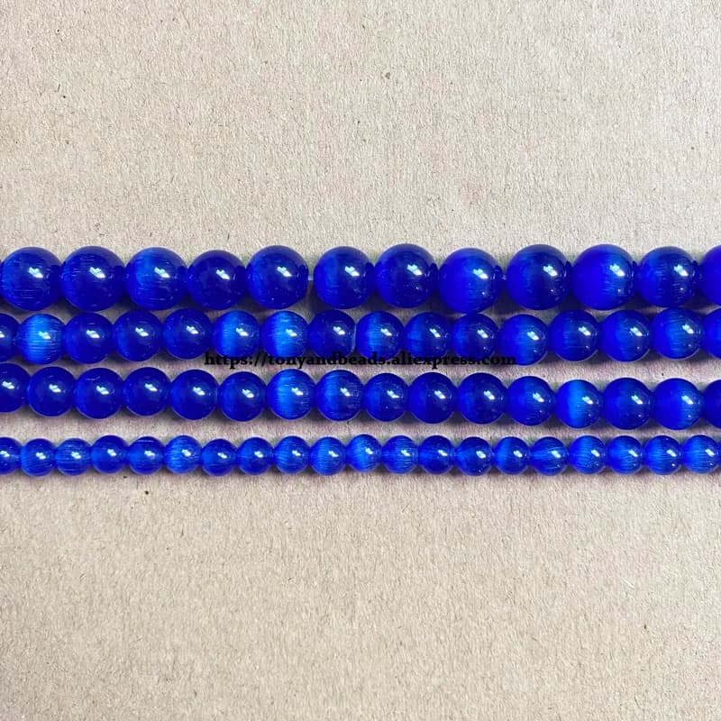 Pierre de lune naturelle œil de chat bleu marine, perles rondes en vrac de 15 pouces, taille au choix de 4 6 8 10 12mm pour la fabrication de bijoux, bricolage