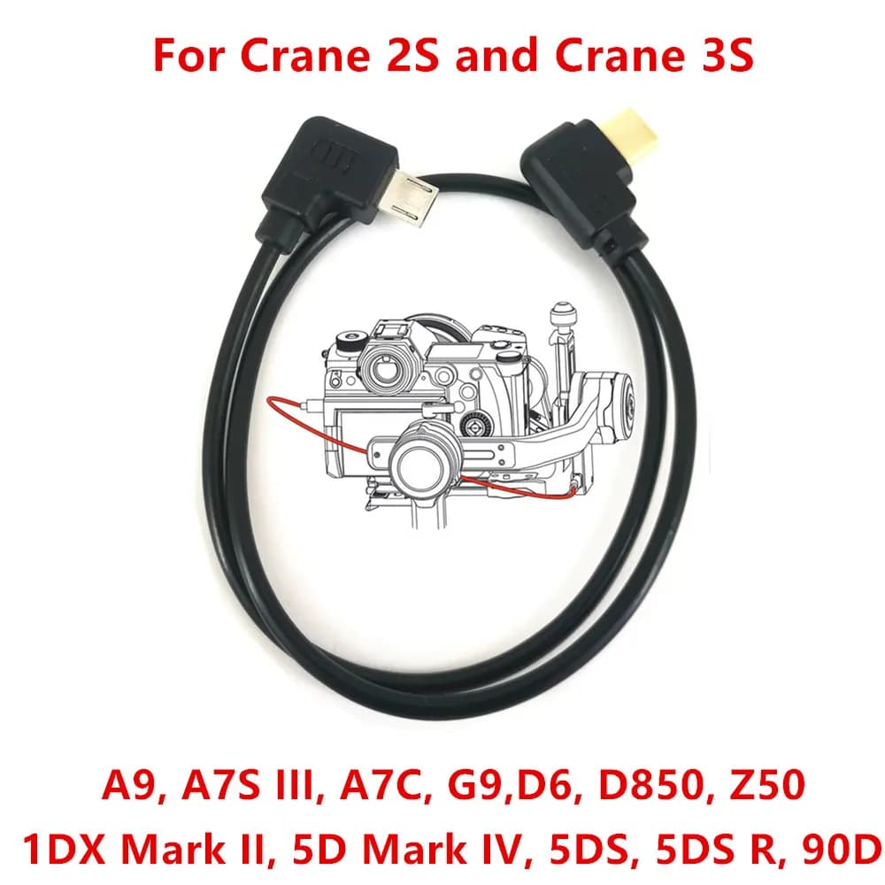 Câble de commande d'appareil photo de type C vers micro USB, pour ZHIYUN Crane 2S 3S Crane2s Crane3s & IL 90D 5D Mark IV Nikon D850 Z50 A9 USBC