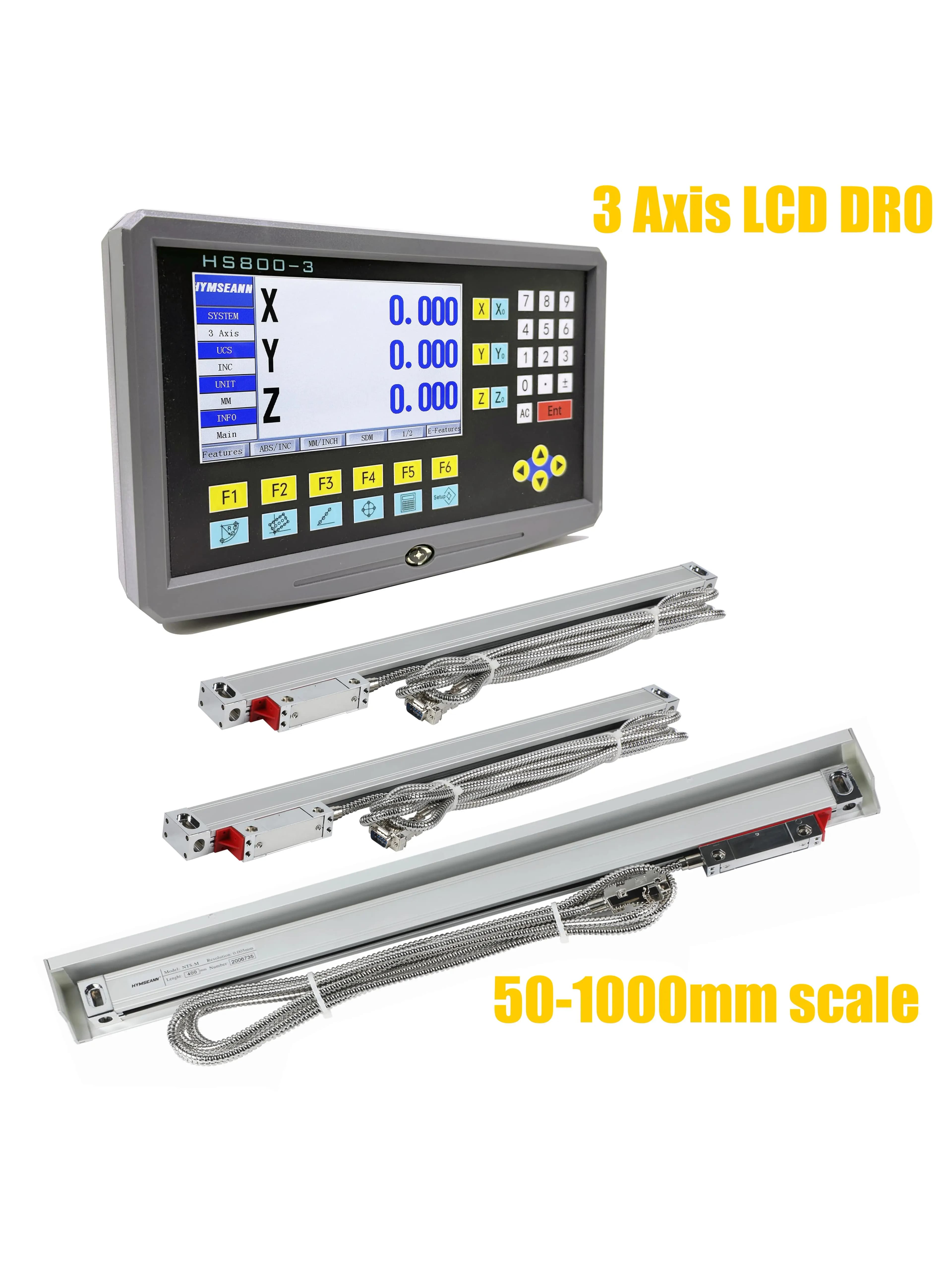 Kit DRO LCD 19 langues, tour de fraisage à 3 axes, meuleuse, affichage de lecture numérique et encodeur d'échelle linéaire