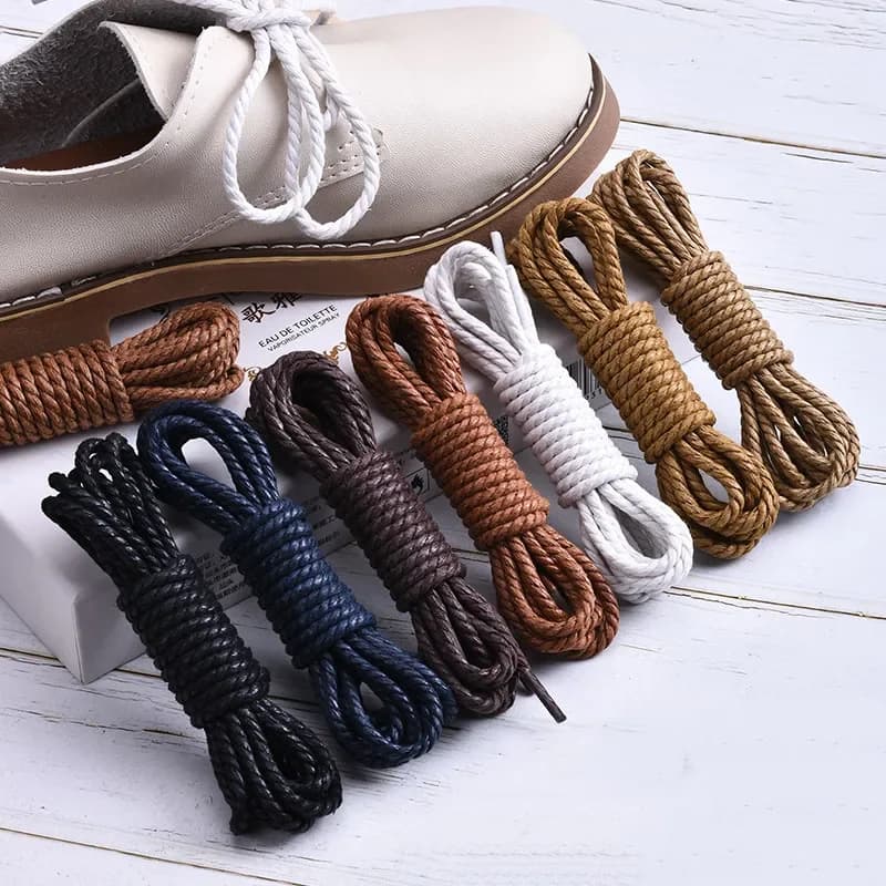 1 paire lacet lacets en cuir décontracté lacets ronds cirés chaussures Martin bottes chaussures de Sport cordon cordes 60/90/120/150CM