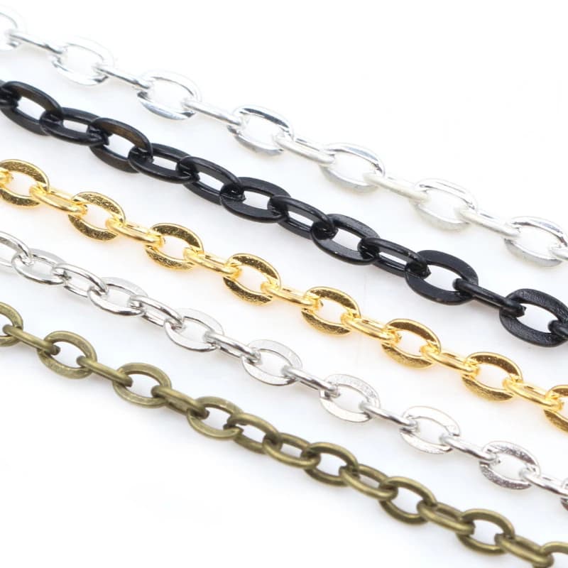 5 Mètres/lot 3x2mm 4x3mm 5 Couleurs Plaqué À La Main Sans Soudure Fer Câble Chaînes Collier DIY bijoux Faisant Des Résultats Accessoires