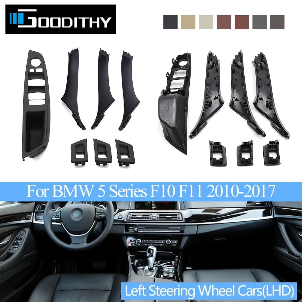 LHD intérieur en plastique porte accoudoir fenêtre panneau de commutation tirer poignée 7 pièces ensemble pour BMW série 5 F10 F11 F18 520i 523i 525i 528i 535i