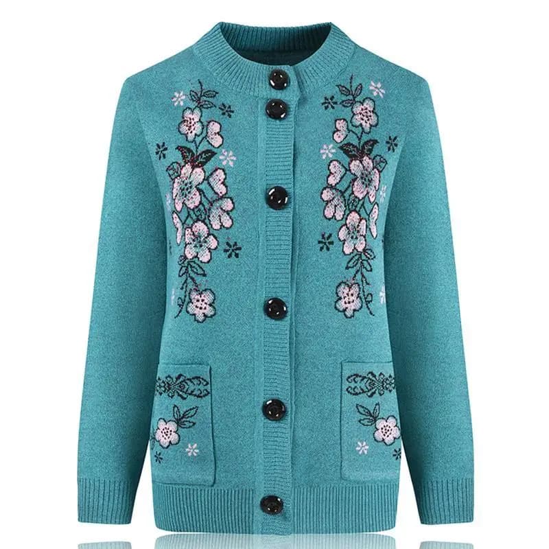 Pull en maille pour femmes d'âge mûr et âgées, automne-hiver, nouveau cardigan ample grande taille, manches longues, avec poches, manteau pull