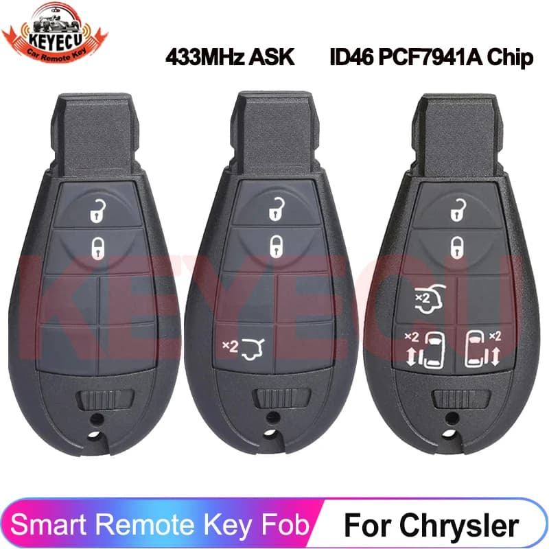 KEYECU 433MHz ID46 M3N5WY783X pour Chrysler 300C pour Dodge Grand Voyager pour Jeep Commander Grand Cherokee clé télécommande intelligente Fobik