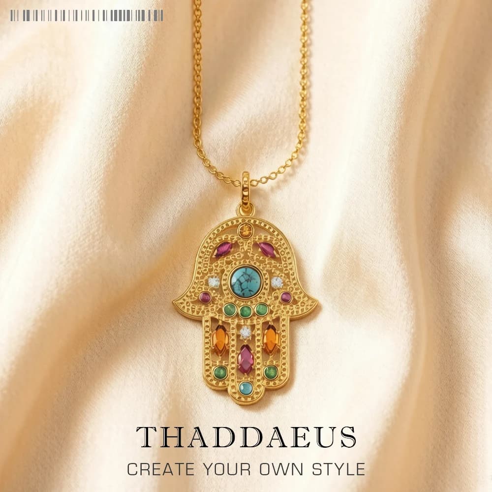 Collier à breloques main de Fatima dorée, flambant neuf, Vintage, bijoux fins, Europe, argent Sterling 925, Turquoise, cadeau pour femmes, été