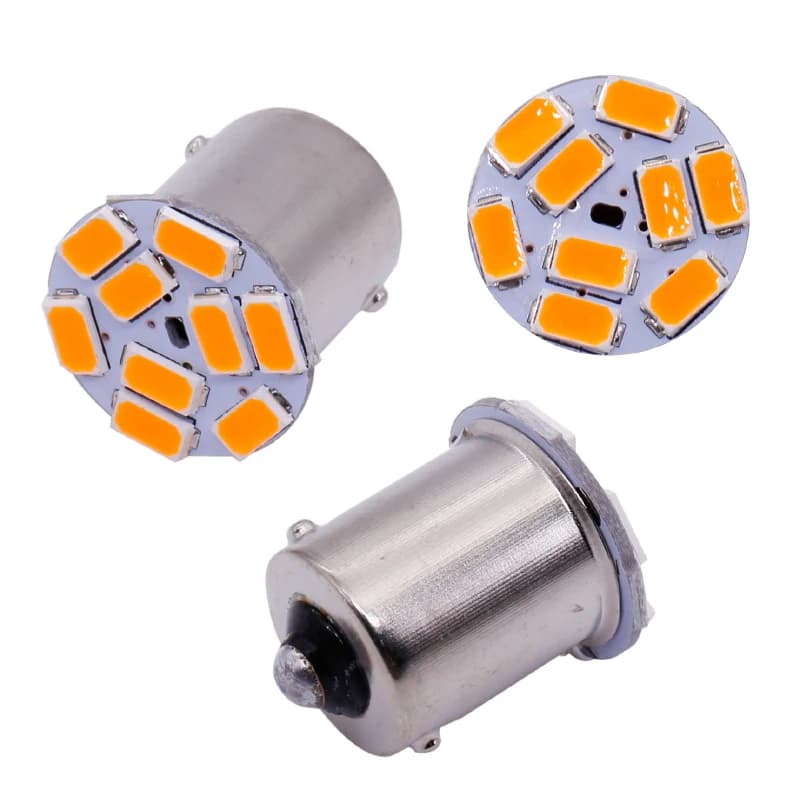 10 pièces 12 V/24 V 1156 P21W BA15S LED BAU15S LED PY21W 5630 9Smd ampoules pour voiture indicateur latéral lampe clignotants ambre