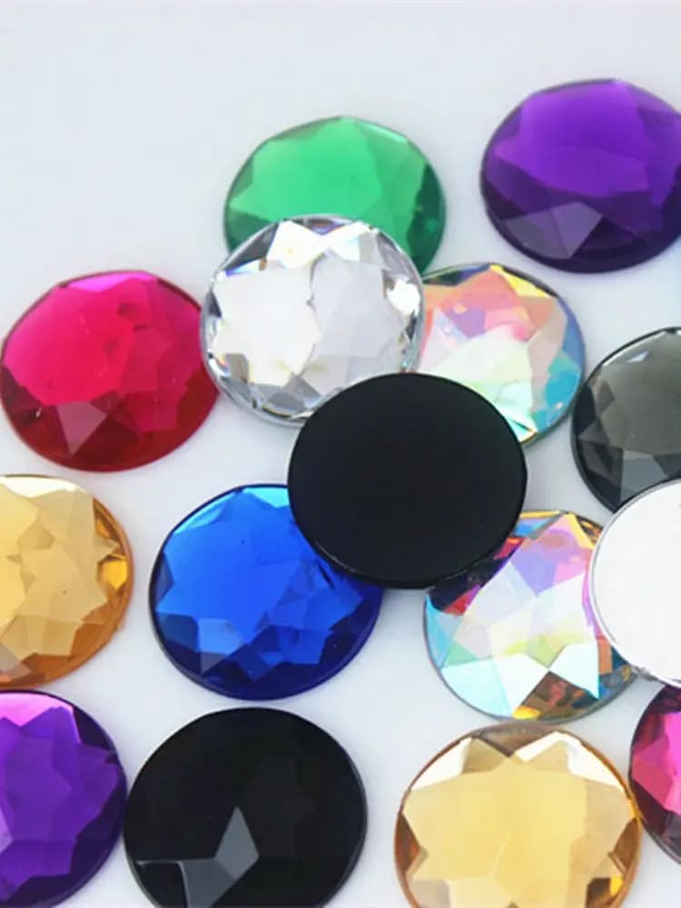 Cong Shao 20 pièces 20mm coloré acrylique strass rond dos plat perles pierres de cristal bricolage Costume bijoux artisanat Scrapbook ZZ751