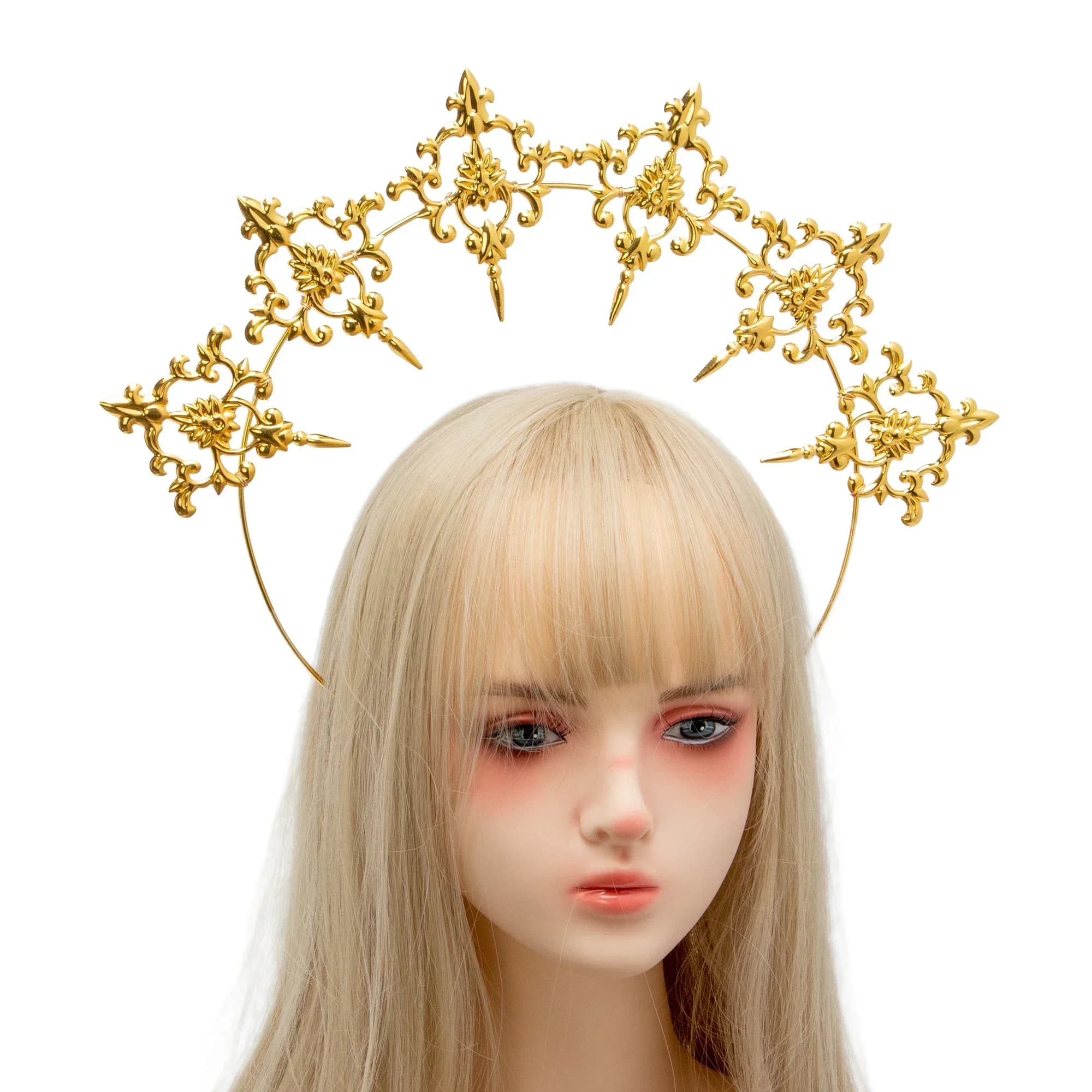Pièce de sauna couronne Halo gothique Lolita, coiffure KC, ailes de plumes d'ange, bande de sauna de déesse Halo, accessoires de coiffure