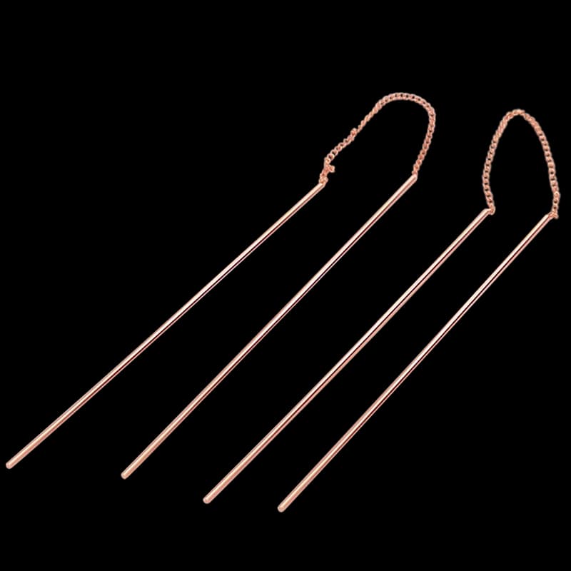 Boucles d'oreilles JODstressDangle pour femmes, bande simple, barre longue, or rose, document Tessel, ligne d'oreille, bijoux fantaisie, boucle d'oreille E789